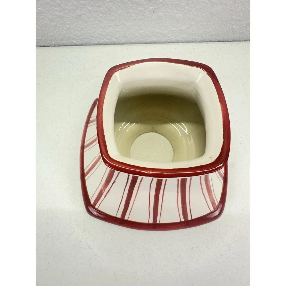 Yankee Candle Candy Cane Stripe Candle Shade Topper & Plate Set 2PCS
